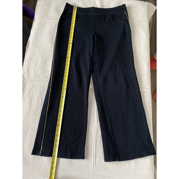 RALPH LAUREN Navy Cotton French Rib Knit Gold Piping Trim Athletic Pants size L - Picture 1 of 7